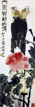Pájaros Qi Baishi en flor tradicional China Pinturas al óleo